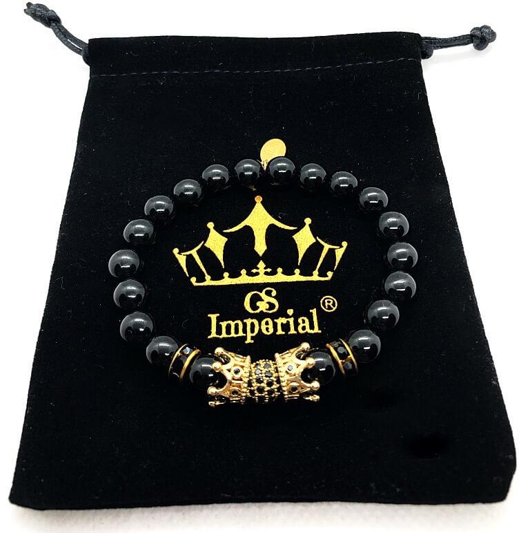 GS Imperial® Dames Armband Met Kroon | Natuursteen Armband Met Agaat Kralen - GS Imperial®