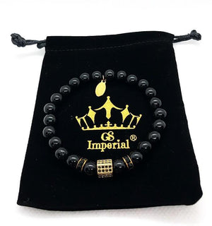GS Imperial® Heren Armband Met Dobbelsteen | Natuursteen Armband Mannen Met Agaat Kralen - GS Imperial®