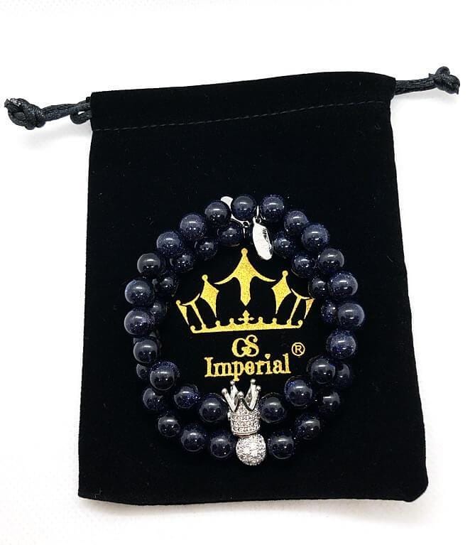 GS Imperial® Dames Armbanden Set Met Kroon | Natuursteen Armbanden Set Vrouwen Met Zandsteen Kralen - GS Imperial®