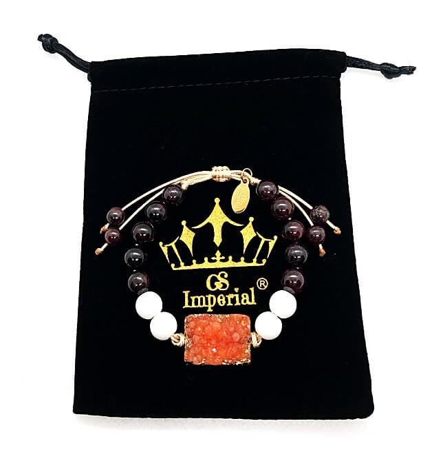 GS Imperial® Dames Armband | Natuursteen Armband Vrouwen Met Granaat & Agaat Kralen - GS Imperial®