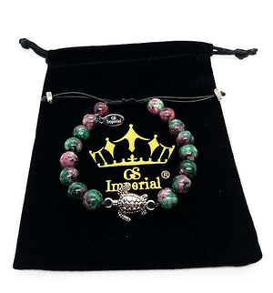 GS Imperial® Dames Armband Met Schildpad | Natuursteen Armband Vrouwen Met Schildpadje & Chrysocolla Kralen - GS Imperial®