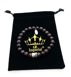 GS Imperial® Kralen Armband Heren | Natuursteen Armband Mannen Met Granaat Kralen - GS Imperial®
